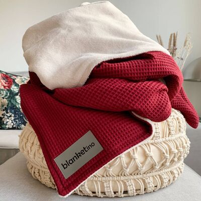 Comoda coperta “Perfect” - rosso vino / bianco sabbia - 145 x 210 cm