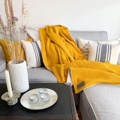 Blanket "Perfect" - yellow / sand white - 145 x 210 cm