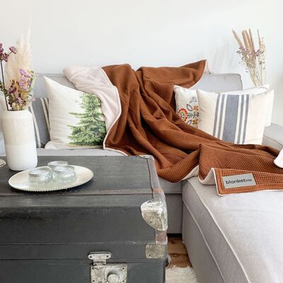 Blanket “Perfect” - hazelnut brown / sand white - 145 x 210 cm