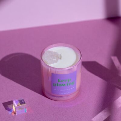 Heavenly Lily Soy Candles with Rose Quartz Crystal Candles