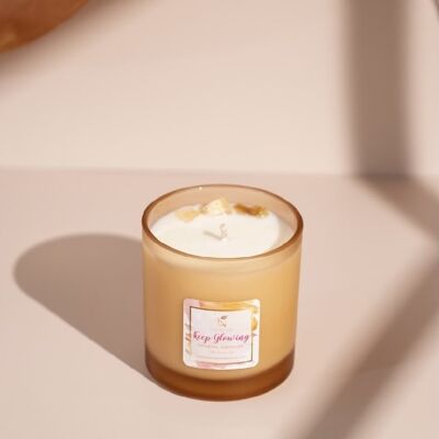 Yummy Vanilla Soy candles with Citrine Crystal