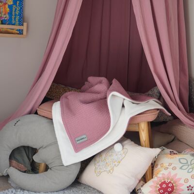 Manta para bebé “Perfect” - rosa polvoriento / blanco arena - 70 x 100 cm