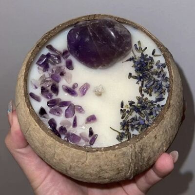 Amethyst Coconut Crystal Candles