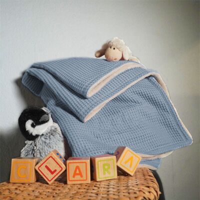 Baby blanket “Perfect” - cloud blue / sand white - 70 x 100 cm