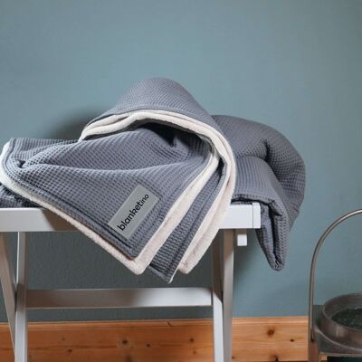 Cuddly blanket XXL “Perfect” - gray / sand white - 220 x 240 cm