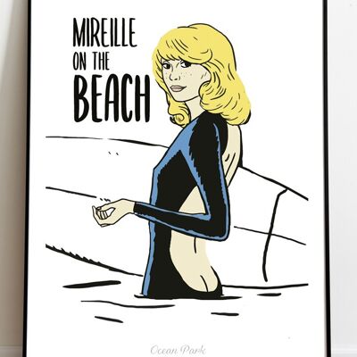 Poster Mireille on the beach