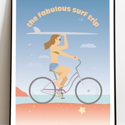 Cartel de bicicleta de surf