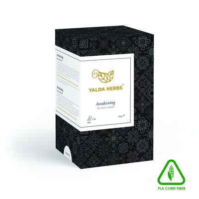 Yalda Herbs Awakening – Schwarzer Tee und Zichorienwurzel – 18 Pyramiden-Teebeutel aus PLA