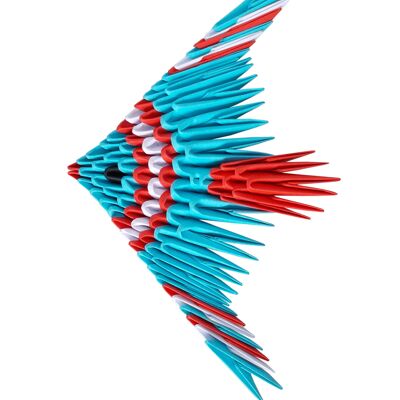PESCADO AZUL Realizado con la técnica origami modular 3D Medidas - 14 x 8 cm.