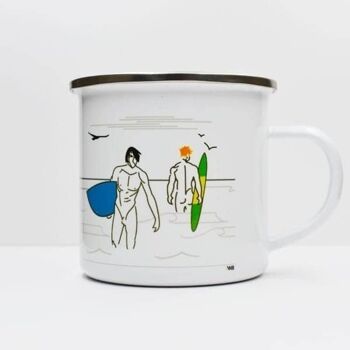 Grande tasse en émail bleu 3