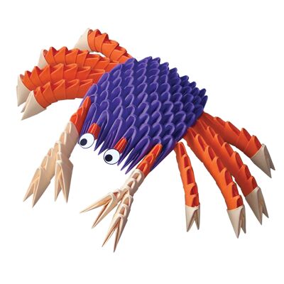 CRABE Fabriqué avec la technique de l'origami modulaire 3D Taille - 10 x 15 cm.