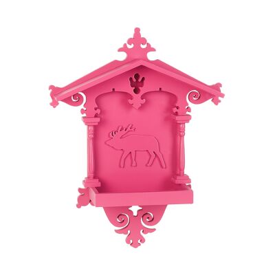 Mangeoire oiseau avec motif cerf en bois fuchsia