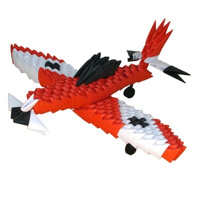 AVION ROUGE Réalisé avec la technique de l'origami modulaire 3D Taille - 15 x 17 cm.