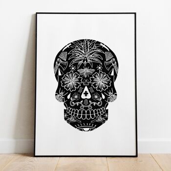 IMPRESSION D'ART NUMÉRIQUE A3 BLACK TAT SKULL 2