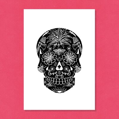 Black tat skull a3 digital art print