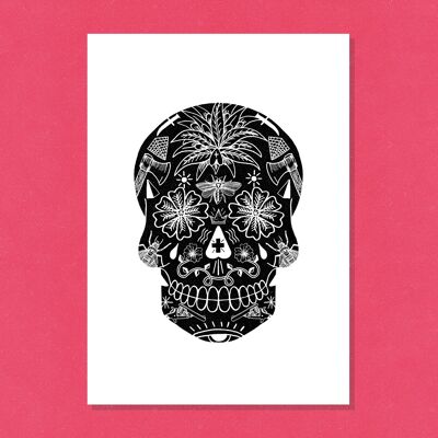 BLACK TAT SKULL A3 DIGITALER KUNSTDRUCK