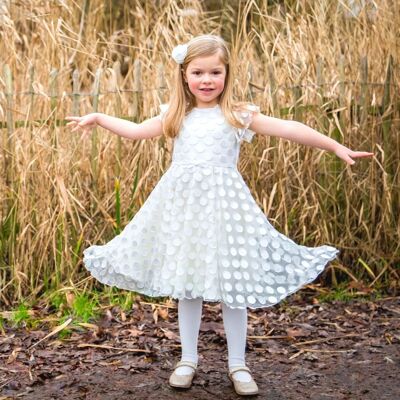 Vestido blanco con volantes de encaje Ella