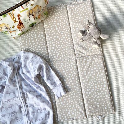 Foldable Travel Changing Mat - Taupe Spotty