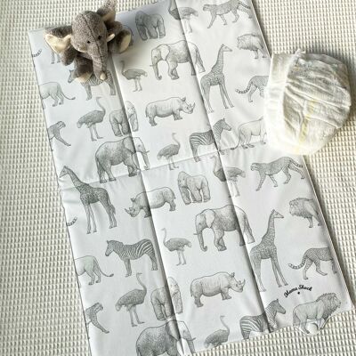 Foldable Travel Changing Mat - Monochrome Safari