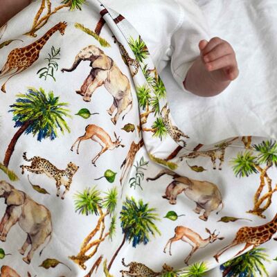 Organic Cotton Pram Baby Blanket - Wild Safari