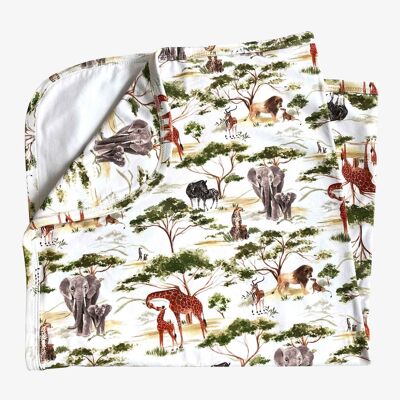 Organic Cotton Pram Baby Blanket - Serengeti Safari