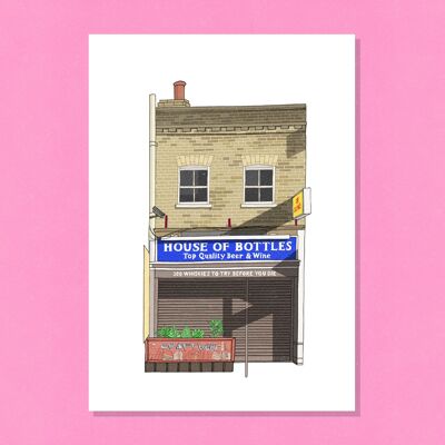 London Shopfront, Bottle Shop A3 Art Print, 29.7cm x 42cm