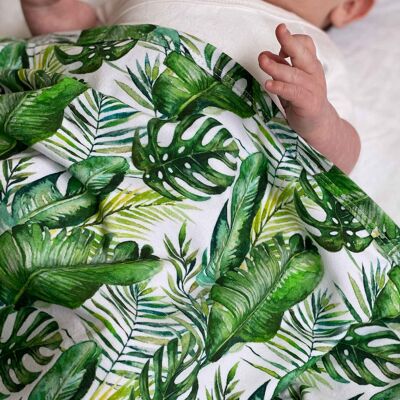 Organic Cotton Pram Baby Blanket - Banana Leaf