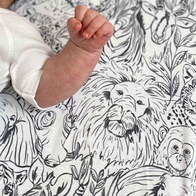 Organic Cotton Jersey Fitted Crib Sheet 83cm x 50cm - Party in the Jungle