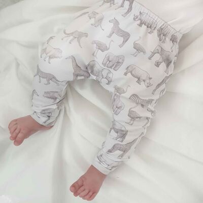 Organic Cotton Baby Leggings - Monochrome Safari