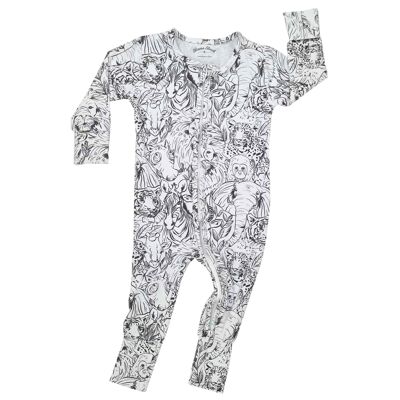 Organic Cotton Zip Sleepsuit - Party In The Jungle