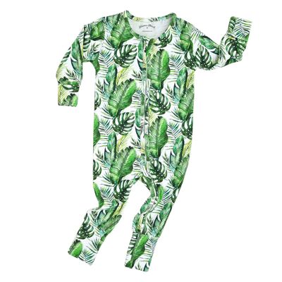 Organic Cotton Zip Sleepsuit - Banana Leaf