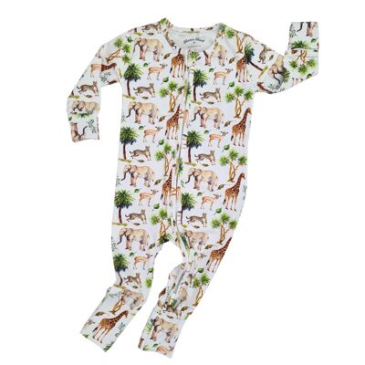 Organic Cotton Zip Sleepsuit - Wild Safari
