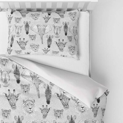 Duvet Cover and Pillowcase Set - Cot Bed - Jungle Print