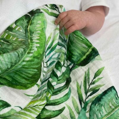Organic Muslin Swaddle Blanket - Banana Leaf