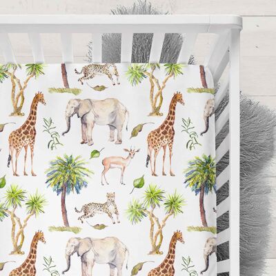 Organic Cotton Muslin Fitted Cot Bed Sheet 140 x 70cm - Wild Safari