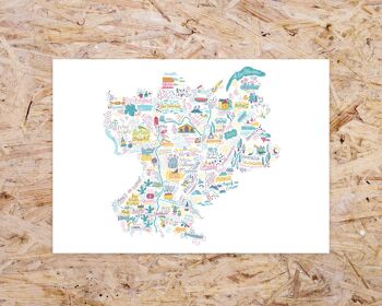 Carte de la régon Rhône-Alpes / A4 - 29,7 x 21 cm 1