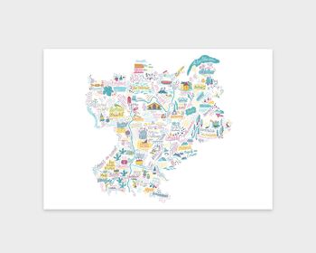 Carte de la régon Rhône-Alpes / A4 - 29,7 x 21 cm 2