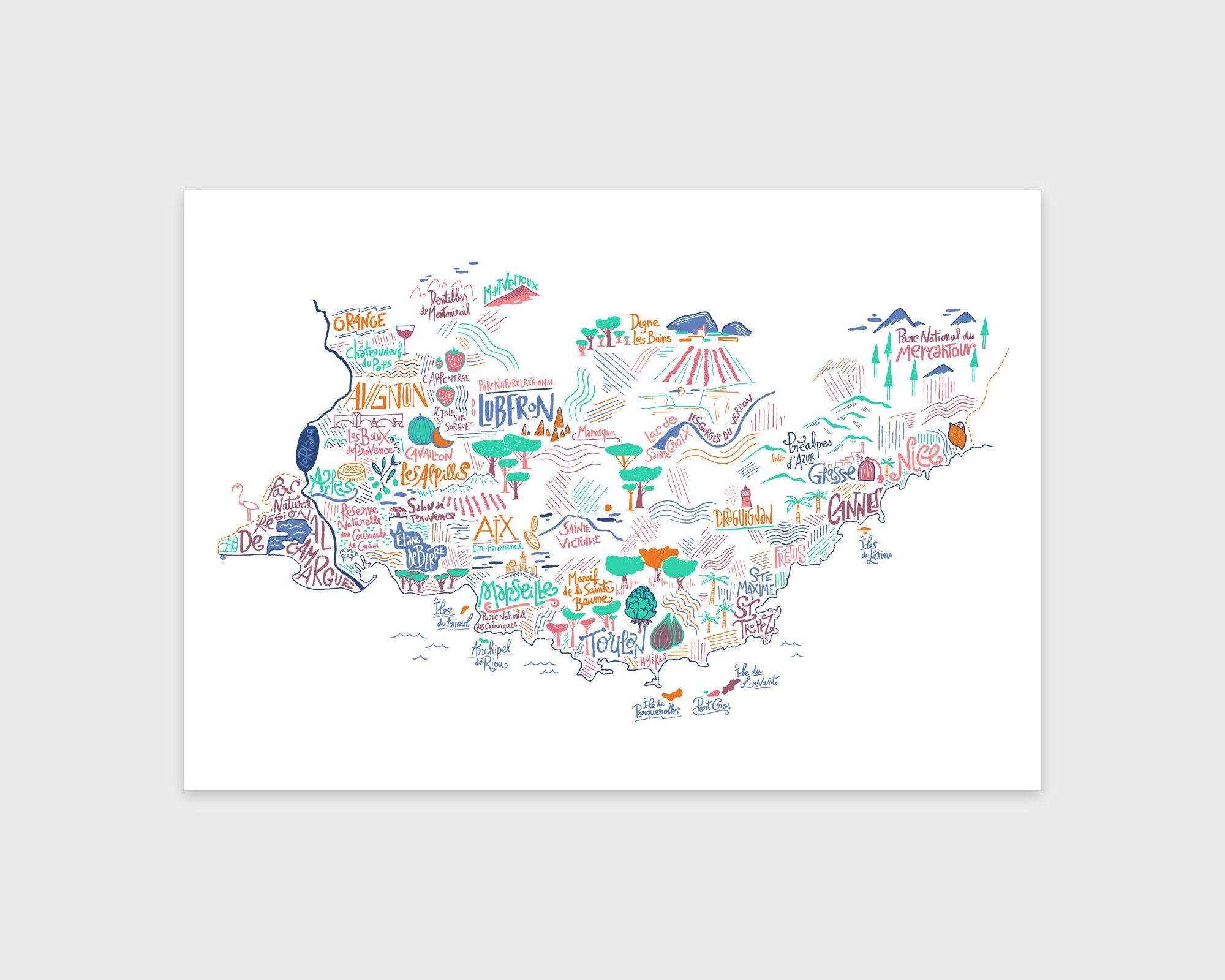 Map of the PACA region / A4 - 29.7 x 21 cm