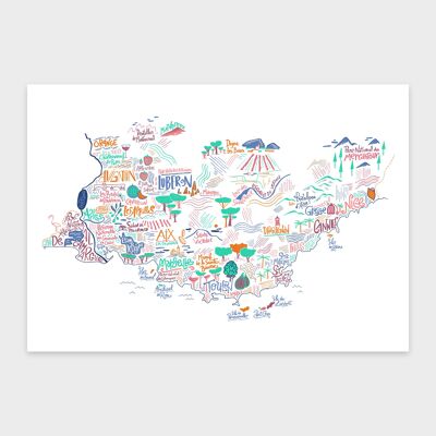 Mappa della regione PACA / A4 - 29,7 x 21 cm