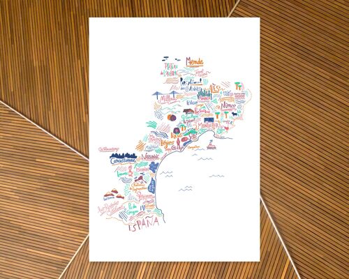 Carte du Languedoc / A4 - 21 x 29,7 cm
