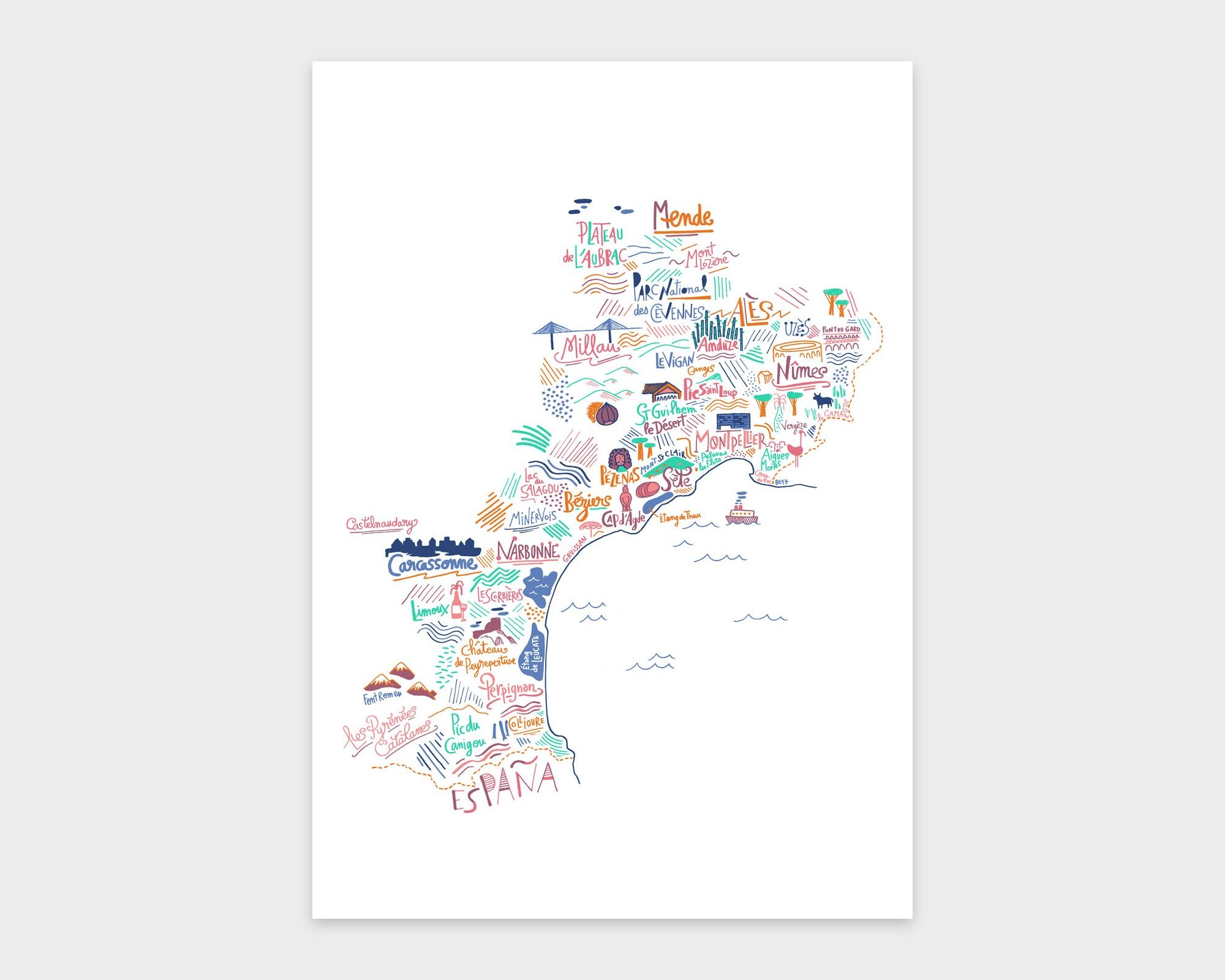 Mappa della Linguadoca / A4 - 21 x 29,7 cm