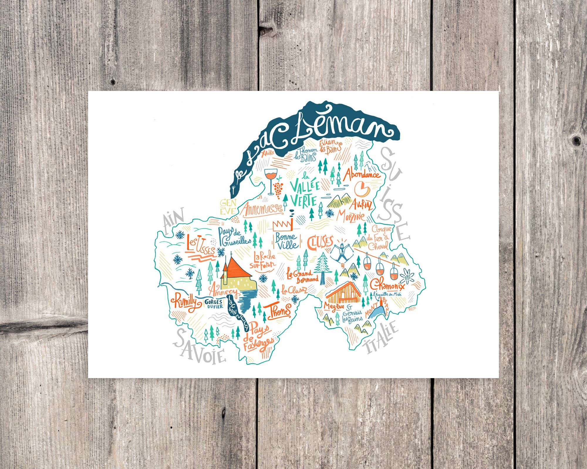 Karte von Haute Savoie / A4 - 29,7 x 21 cm