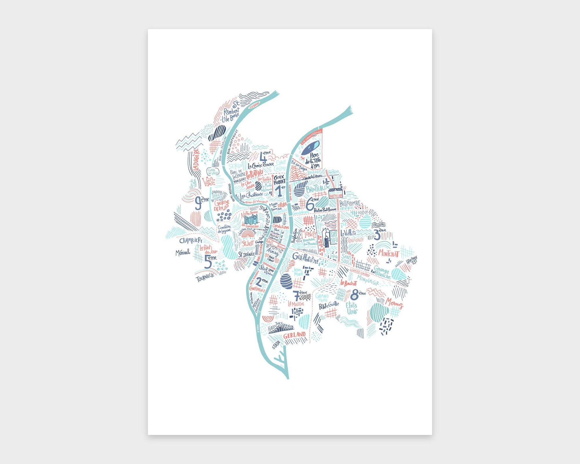 Mapa de Lyon / A4 - 29,7 x 21 cm