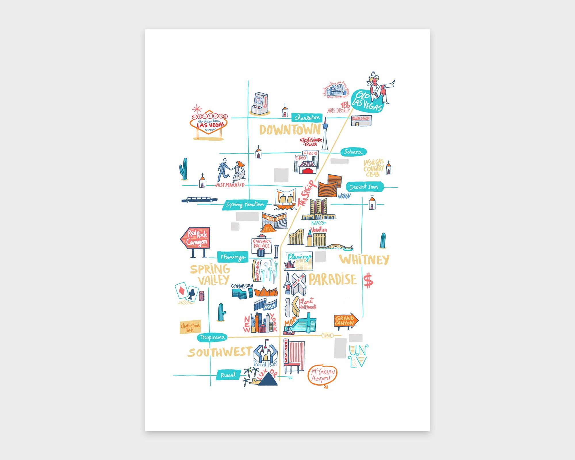Las Vegas Karte / A4 - 21 x 29,7 cm