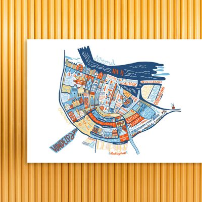 Carte d'Amsterdam / A4 - 29,7 x 21 cm