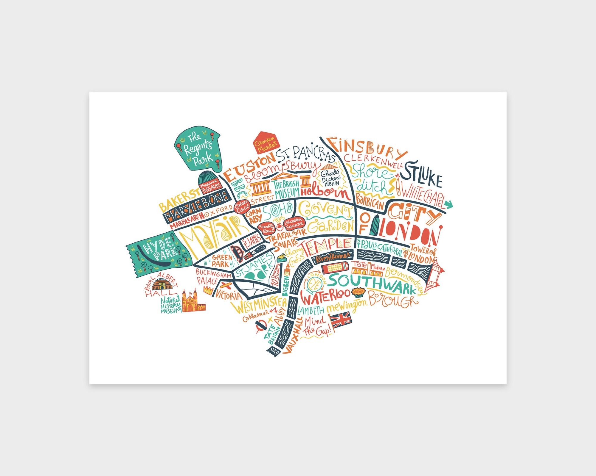 London Map / A4 - 29,7 x 21 cm