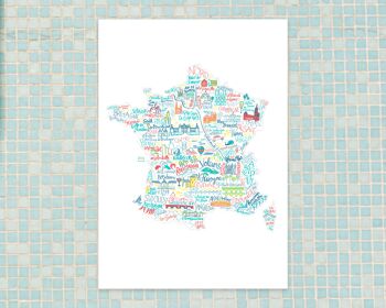 Carte de France des lieux touristiques / 30 x 40 cm 1