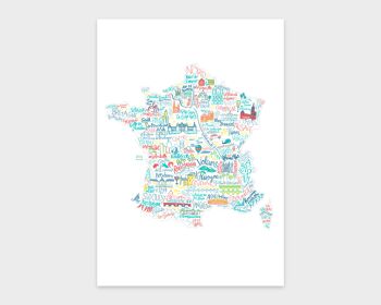 Carte de France des lieux touristiques / 30 x 40 cm 2