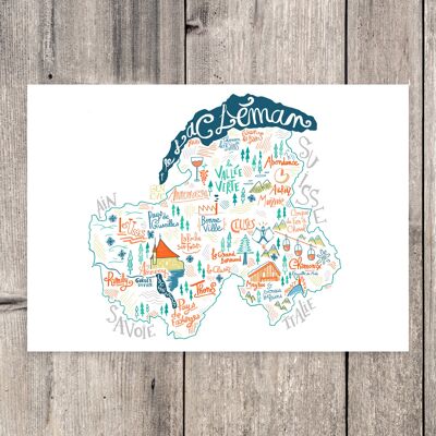 Map of Haute Savoie / 30 x 40 cm