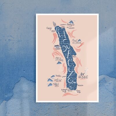 Carte du Lac du Bourget / 30 x 40 cm